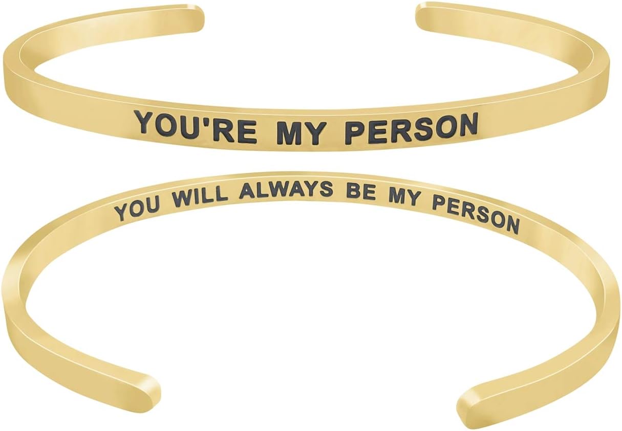 GLAM 'You're My Person You Will Always Be My Person'' Mantra Quote Cuff Bracelet