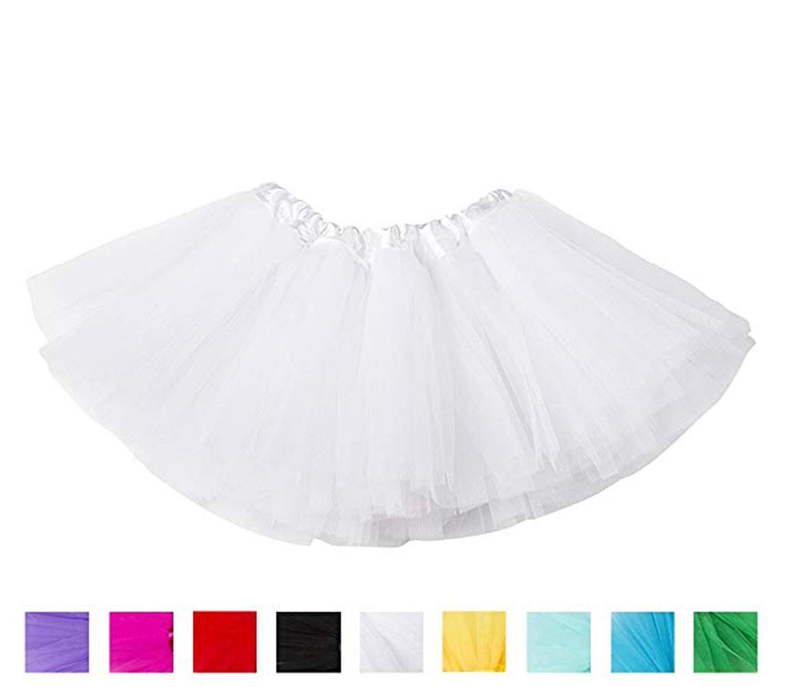 Ruiuzioong Tutu Skirt Children Skirt Classic 4 Layers Tulle Tutu Skirt for Birthday Party Holiday Party (White)