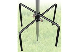 Garbuildman Pole Stabilizer Stand Applies to 0.62” Poles, Outdoor Bird Feeder Pole Base, In-Ground Anchor Support for Shepherds Hooks, Black, 1 Pack
