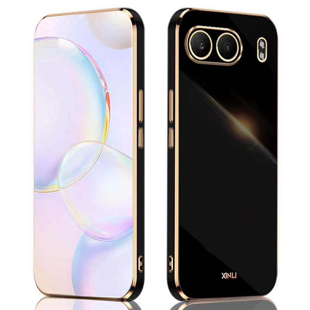 SEAHAI Case for OnePlus Nord 4, Ultra Thin Premium TPU Bumper Shockproof Soft Cover Electroplating Phnom Penh Design Silicone Skin Slim Case, Black