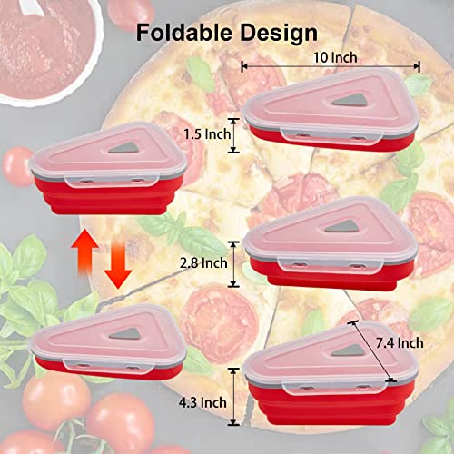 Red Pizza Storage Container with 5 Microwavable Serving Trays Reusable Red Pizza Storage Container Expandable Save Space Microwave Dishwasher Safe with 2PCS Mini Plastic Squeeze Bottles (1PCS)