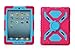 Pepkoo Ipad Mini 1& 2 Case Plastic Kid Proof Extreme Duty Dual Protective Back Cover with Kickstand and Sticker for Ipad Mini 1&2 - Rainproof Sandproof Dust-Proof Shockproof (Pink/Blue)