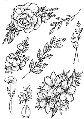 Handaxian 3pcsFashion female tattoo sticker black rose design full flower arm body art large tattoo sticker 3pcs-13