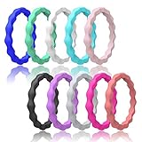 Mokani Silicone Wedding Ring for Women, 10-Pack / 5-Pack Thin and Stackable Rubber Band, Affordable, Fashion, Colorful, Comfortable fit, Skin Safe