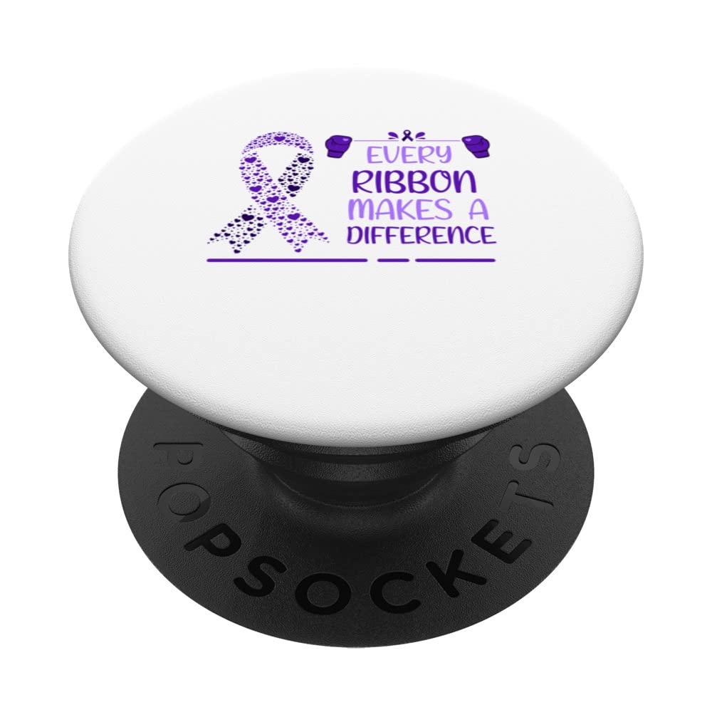 Pancreatic Cancer Awareness Purple Family Support Ribbon PopSockets Swappable PopGrip