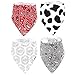 Stadela 100% Cotton Baby Bandana Drool Bibs for Drooling and Teething Nursery Burp Cloths 4 Pack Unisex Set for Girl and Boy – Western Baby Cowboy Cowgirl Cow Skin Paisley Wild West