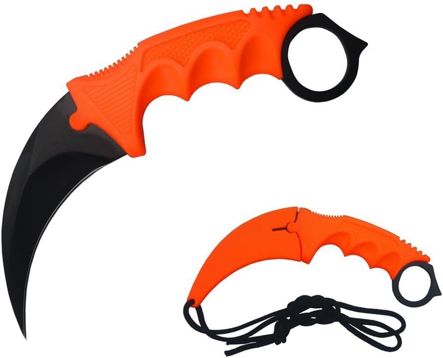DevilFish New Hawkbill Karambit Neck Knife Orange
