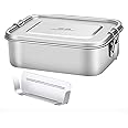 G.a HOMEFAVOR Divided Stainless Steel Bento Box, 2 Compartments Lunch Box, Lock Clips Design, 1200ML Metal Lunch Box Containers, Sandwich Container - Dishwasher Safe - Leak Proof
