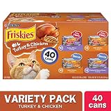 Purina Friskies Gravy Wet Cat Food Variety Pack, Prime Filets & Shreds Turkey & Chicken Favorites - (40) 5.5 oz. Cans