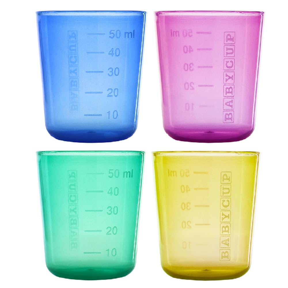 BABYCUP (ベビーカップ) 赤ちゃん コップ飲み 練習 50ml メモリ付き 4個入り ベビー 子供用 プラスチック製 (マルチカラー)商品画像