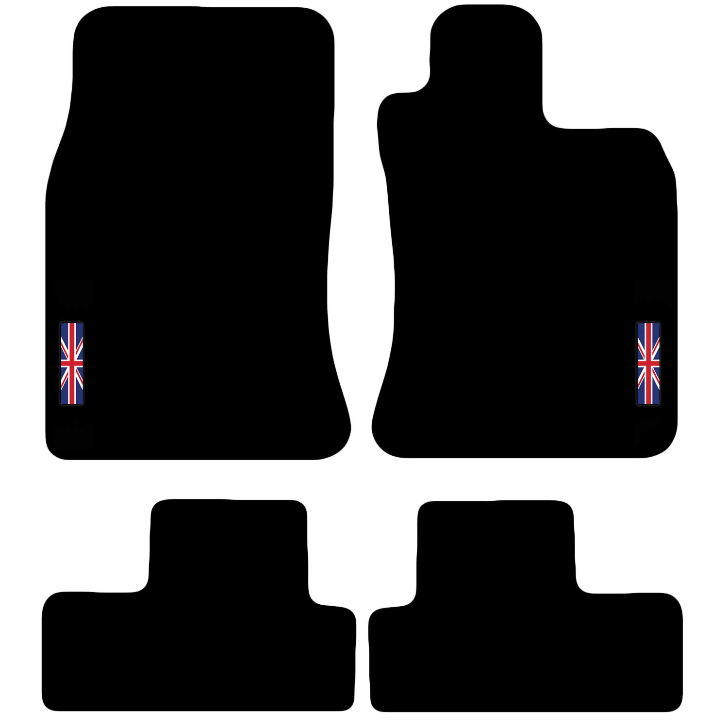 Carsio Carpet Car Mats For MINI 2001 to 2006 (R50, R53) with Union Jack Flag logo Tailored Fit Floor Mat Complete Accessory Custom Fitted - All Weather, Anti-Slip Backing & Black Trim