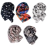 BMC Stylish 5pc Colorful Pattern Lightweight Summer Accessory Multipurpose Scarf Collection Various Designs - Set 2