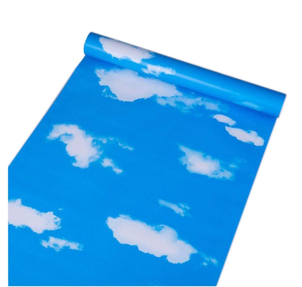 PoetryHome Blue Sky Clouds Contact Paper Peel and Stick Wallpaper for Kids Room Wall Bedroom Decor 17.7x117 Inches