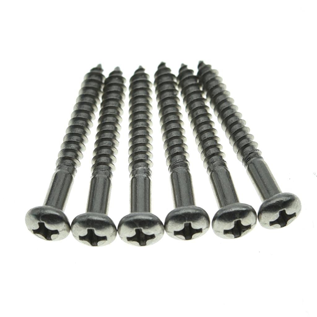 KAISH 6-Pack Stainless Steel Phillips oval-head Vintage Style Guitar Tremolo Bridge Mounting Screws for Strat/Stratocaster