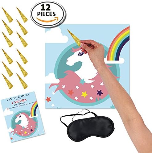 Pin the Horn on the Unicorn by JMDC Party Birthday Favor Games Unicorn Party Supplies Unicorn Gifts for Girls