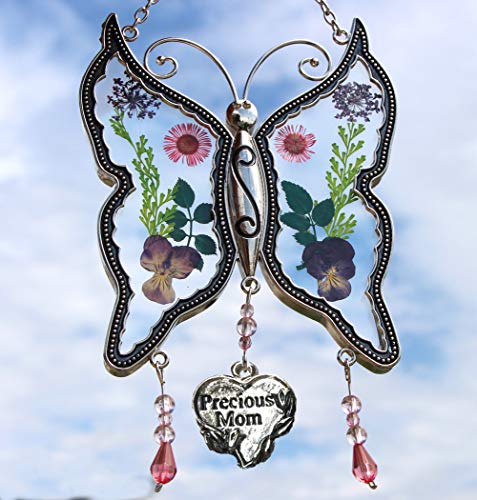 KY&BOSAM Precious Mom New Butterfly Sun-Catchers Gifts for Mother, Pressed Flower Between Wings Glas - //medicalbooks.filipinodoctors.org