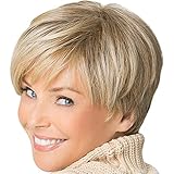 Clearance Short Straight Wig, Inkach Womens Blonde Synthetic Bob Wig as Natural Looking Heat Resistant Full Hair Party Wig (Gold)