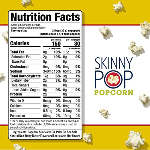 SkinnyPop Butter Microwave Popcorn Bags, Healthy Snacks Microwavable