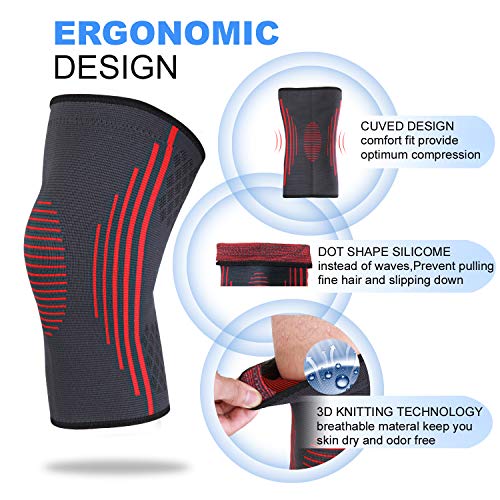 MOLIY Knee Compression Sleeve - Knee Brace for Men & Women Running, Weightlifting, Workout, Sports - Support for arthritis Pain Relief and Injury Recovery - Single Wrap