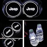 Yuanxi Electronics Car Logo LED Cup Pad, USB Charging Mat Luminescent Cup Pad, Car Logo Coaster with 7 Colors Changing,Luminescent Cup Pad Interior Atmosphere Lamp Decoration Light for Jeep (2 PCS)