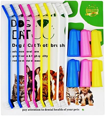 XiangLv Dog Toothbrush Cat &amp; Dog Finger Toothbrush Soft Bristle Pet Toothbrush Combo Pack For The Dental Care of Your Small to Large Dogs, Cats, Most Pets (6 Finger +8 Head toothbrush)