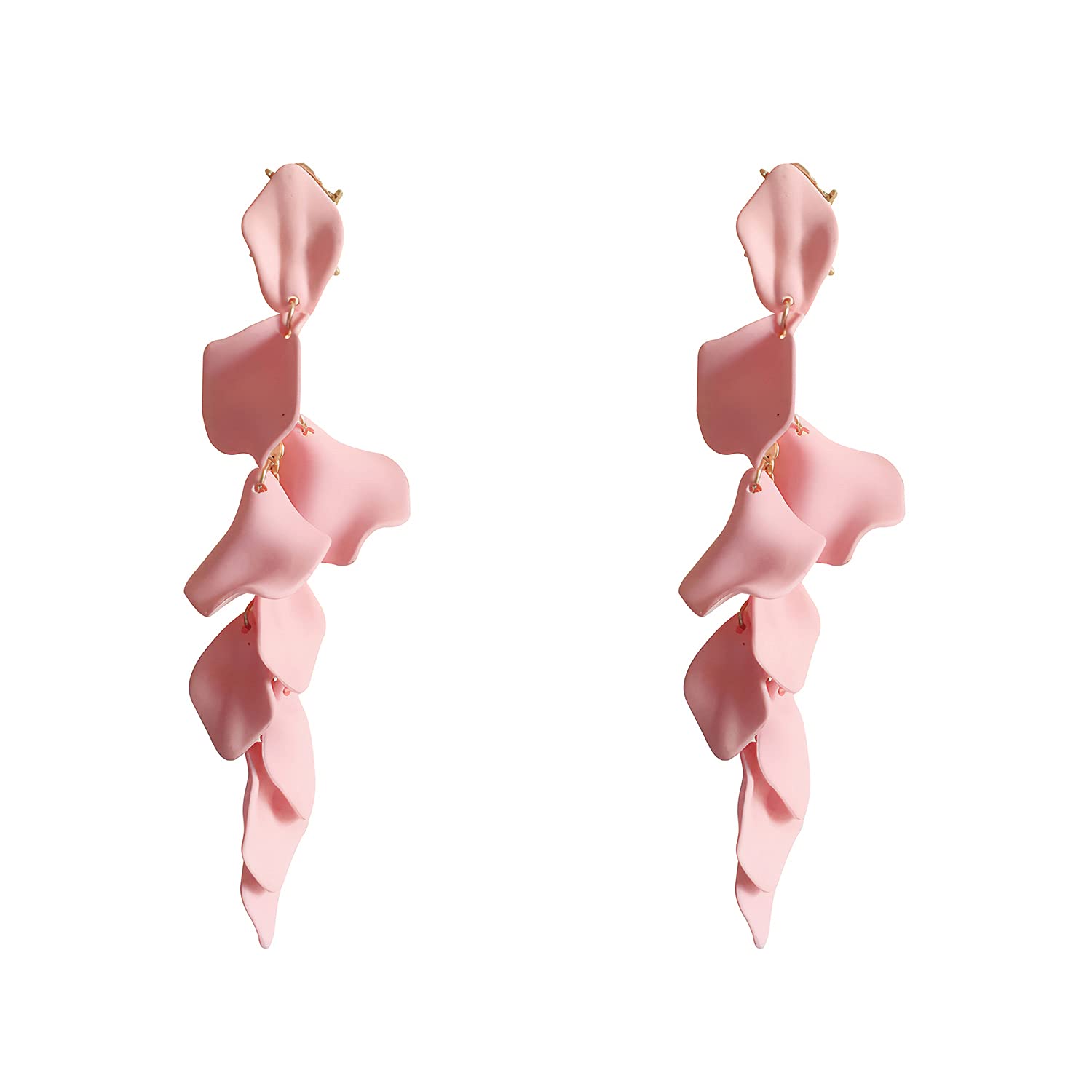 Just Follow Long Acrylic Rose Petal Earrings Dangle Exaggerated Flower Earrings Drop Statement Floral Tassel Earrings for Women, L, Metal, No Gemstone