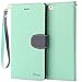 iPhone SE Case, iPhone 5S Case, IPHOX Magnetized Closure Card Slots Money Pouch, Retro Leather Wallet Case Purse Protective Cover Stand Feature Flip Book Case for iPhone 5s / 5 / SE (GR&BU/C)