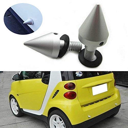 iJDMTOY (2) Satin Silver Finish Front or Rear Bumper Protector Spikes Guards For Smart Fortwo