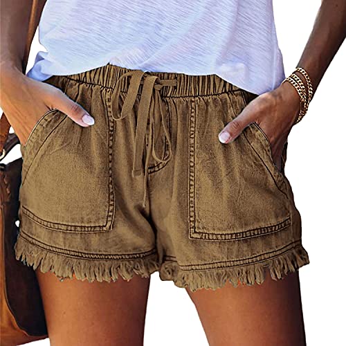 amazon drawstring denim shorts womens