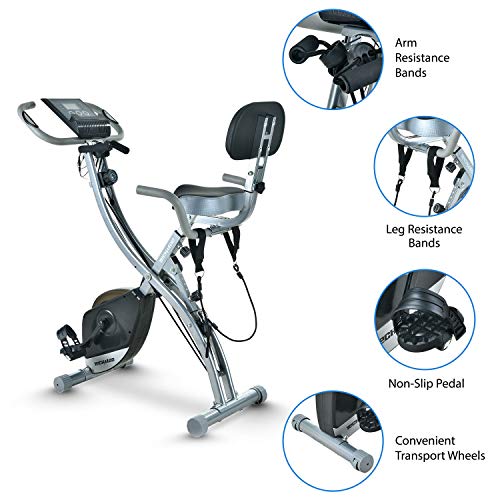 TECHMOO Folding Magnetic Stationary Exercise Bike Upright Recumbent Exercise Bike Folding Fitness Home X Exercise Bike Indoor Cycling Bike Bicycle for Workout Machine Cardio Workout Losing Weight