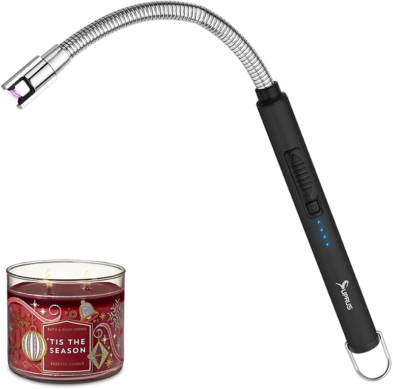 SUPRUS Candle Lighter USB Rechargeable Arc Lighter 360° Neck Stainless Steel