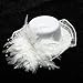 FACILLA® White Feather Hair Clip Mini Top Lace Beads Hat Fascinator Cocktail Party Women