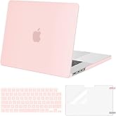 MOSISO Compatible with MacBook Pro 16 inch Case 2025 2024 2023 2022 2021 M4 M3 M2 M1 A3403 A3186 A2991 A2780 A2485 Pro Max Chip, Plastic Hard Shell Case&Keyboard Cover&Screen Protector, Chalk Pink