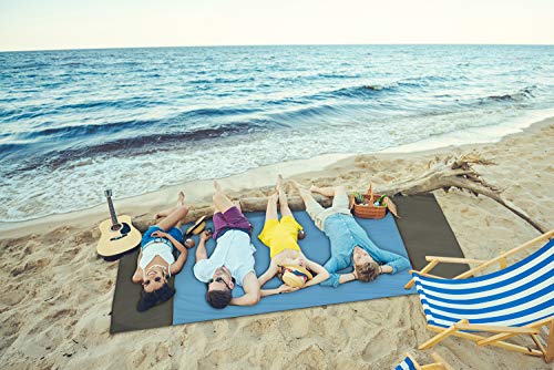 HAMSWAN Beach Blanket, Waterproof and Sand Free Beach Blanket,7 Person 9' x 10' Picnic Blanket, Waterproof Outdoor Family Mat for Beach, Camping, Hiking, Music Festival, Lawn Party