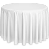 Lann's Linens - 120" Round Premium Tablecloth for Wedding/Banquet/Restaurant - Polyester Fabric Table Cloth - White