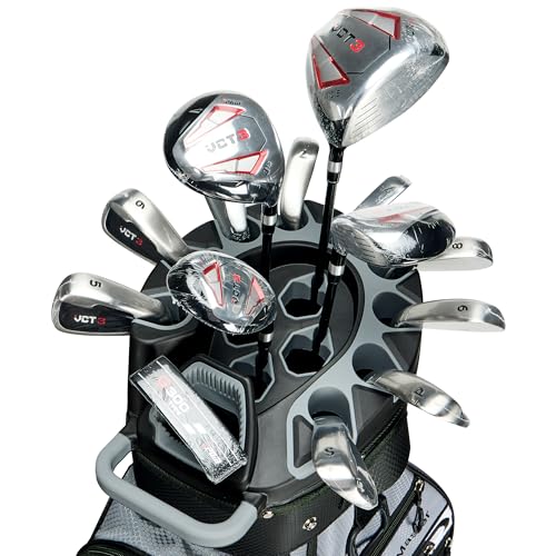 PGM Black Golf Cart Bag, 14 Way Silent Top Divider Premium Golf Bag with Ergonomic Handles & Rain Cover