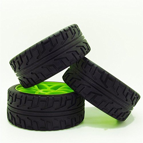 1:8 Off-Road RC Car Buggy 17mm Hub Wheel Rims and Tires H Thread Pattern Green Pack of 4