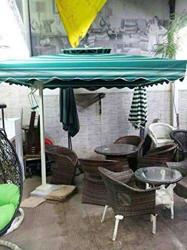 Wicker HUB GC503 Outdoor Umbrella with Marble Base Green White Strips