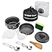 KEMP Travel Camping Cookware - 10pcs Backpacking Cooking Equipment - compact, lightweight anodized pot & pan - Nonstick Cookset - Hiking Mess Kit - Outdoor Gear - Camping Utensil Set