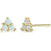 CiNily Opal Stud Earrings Gold Plated Cute Small Animal Earrings Horse/Rainbow/Tiny Triangle Hypoallergenic Earrings for Women Girls