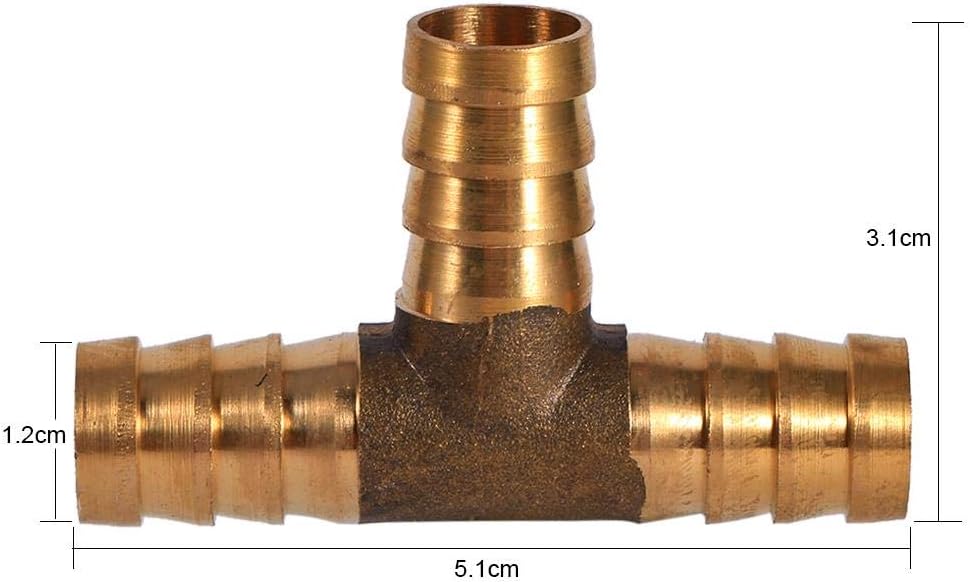 Barbed T Piece Gas Hose Connector, Quick Release, Brass T Piece, 12mm for DIY Car Repair, Home Installation, Industrial Use - Image 4
