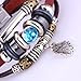 Brand New Vintage Women Sky Blue Crystal Deep Red Leather Bracelet With A Silvered Plated Leaf Drop L151