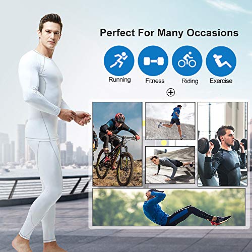 MEETYOO Men's Compression Shirt, White, Medium