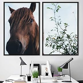 signwin 2 Piece Framed Canvas Wall Art Horse...