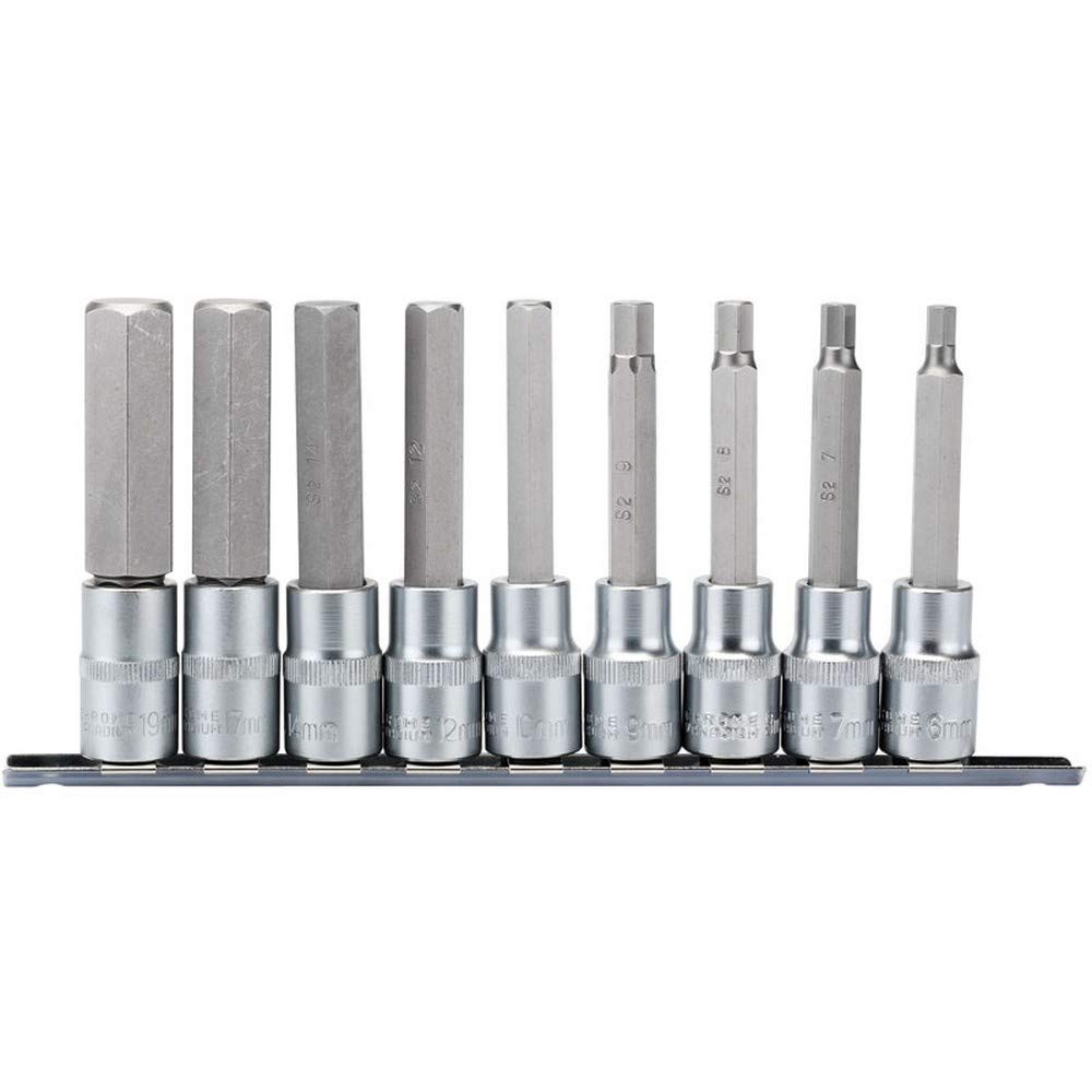 Draper 16308 1/2-Inch Square Drive Metric 100 mm Long Hexagonal Socket Bit 9 Piece Set