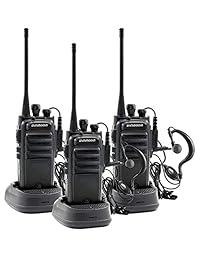 Winmoom Walkie Talkies   Lote de 3 radios de larga distancia recargables de dos vías con auriculares, batería de iones de litio UHF 400 480 MHz y cargador incluido