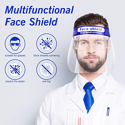 Face Shield, 2 Pack Clear Black Safety Face Shields with Frame
