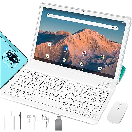 YESTEL Android 11 Tablet 10.1 inch 2 in1 Tablet with 2.0Ghz Octa-Core Processor, 4GB RAM 64GB ROM(Expand to 512GB), 2.4G+5G WiFi, Bluetooth5.0, 8000mAh Battery, Keyboard & Mouse Included-Green
