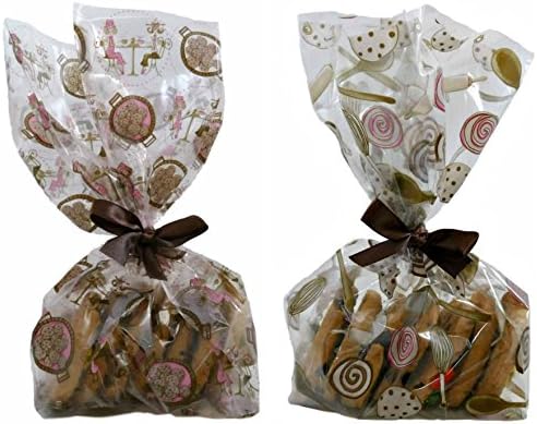 Cello Cookie Treat Party Favor Gift Bags with Ribbon - Premium Cellophane – Perfect for Bake Sale or Cookie Exchange Party - Pack of 100