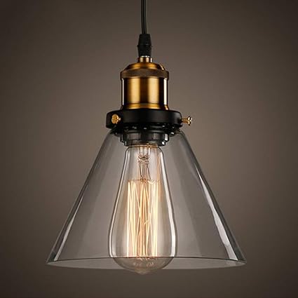 Vintage Industrial Cone Glass Pendant Ceiling Light For Kitchen